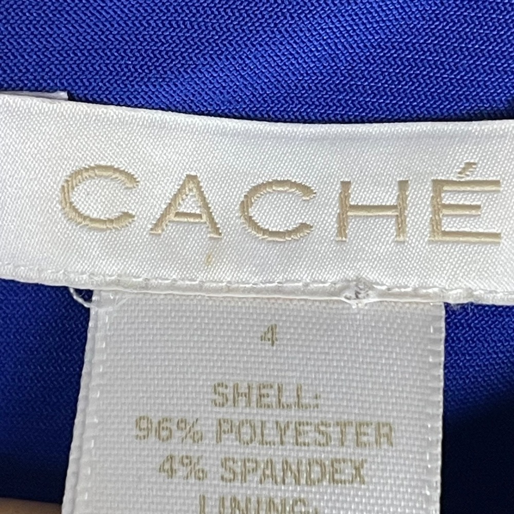 Cache Y2K Blue Embellished Bodycon Dress Size 4 Stretch Drape Party Event - Picture 5 of 7